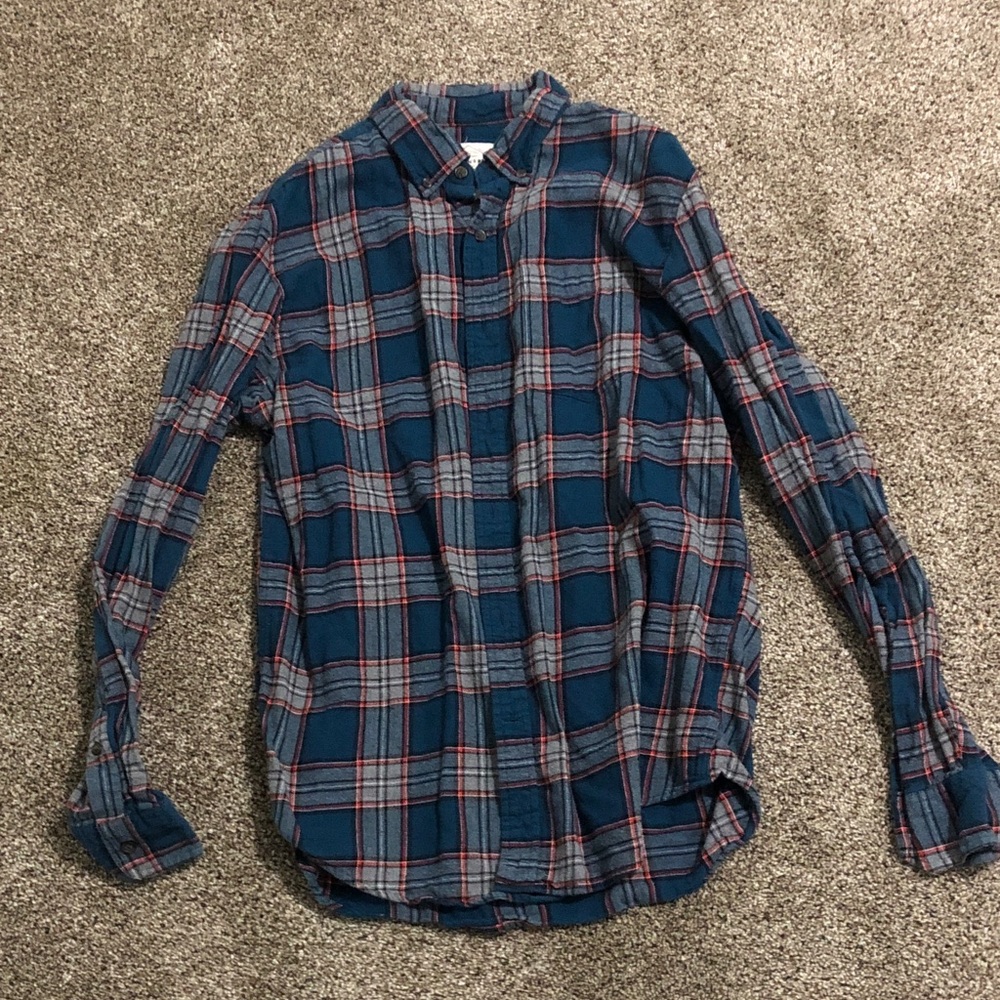 St. John's Bay Navy and Red Plaid Casual Shirt